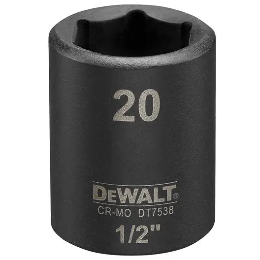 Вложка милиметрова DeWALT 6-стен ударна  20 мм х 1/2", DT7538