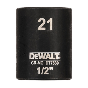 Вложка милиметрова DeWALT 6-стен ударна  21 мм х 1/2", 38 мм, DT7539-QZ