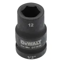 Вложка милиметрова DeWALT 6-стен ударна  12 мм х 1/2", DT7530