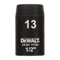 Вложка милиметрова DeWALT 6-стен ударна  13 мм х 1/2", DT7531