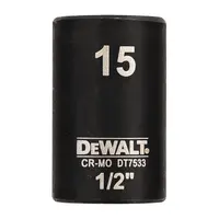Вложка милиметрова DeWALT 6-стен ударна  15 мм х 1/2", DT7533
