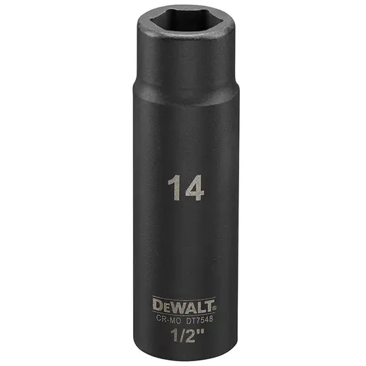 Вложка милиметрова DeWALT 6-стен ударна удължена  14 мм х 1/2", DT7548