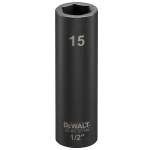 Вложка милиметрова DeWALT 6-стен ударна удължена  15 мм х 1/2", 78 мм, DT7549-QZ