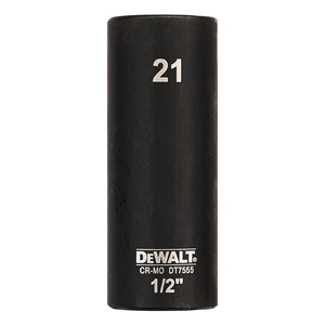 Вложка милиметрова DeWALT 6-стен ударна удължена  21 мм х 1/2", 78 мм, DT7555-QZ