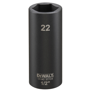 Вложка милиметрова DeWALT 6-стен ударна удължена  22 мм х 1/2", 78 мм, DT7556-QZ
