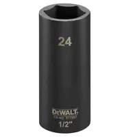 Вложка милиметрова DeWALT 6-стен ударна удължена  24 мм х 1/2", DT7557