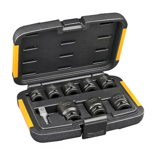 Вложки комплект DeWALT ударни  9 бр., 10-27 мм х 1/2" - 1/4", DT7507