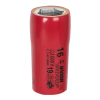 Вложка милиметрова Unior 6-стен 1000V VDE  22 мм, 1/2", 54 мм, 190/2VDEDP