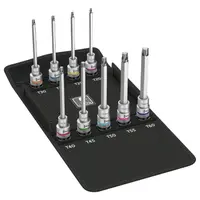 Гедоре комплект Wera вложки с накрайници  9 бр., TX20-60, 1/2", 140 мм, 8767 C TORX HF 3 Zyklop
