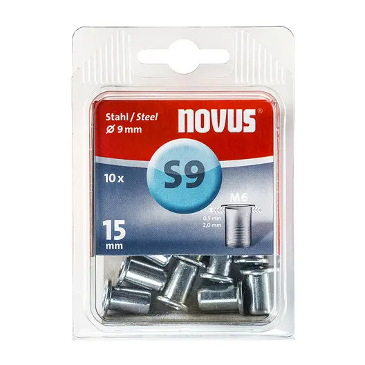 Нит гайка Novus с периферия стоманена  M6, 15 мм, 10 бр./опак.