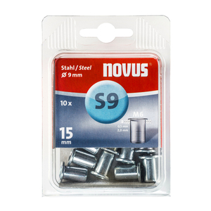 Гайка Novus нит стоманена ф 9 мм, 10 бр., M6x15 мм