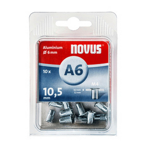 Гайка Novus нит алуминиева ф 6 мм, 10 бр., M4x10.5 мм