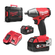 Акумулаторен гайковерт Milwaukee с безчетков двигател  с 2 батерии и зарядно, 18 V, 5 Ah, 300 Nm, квадрат, 1/2, M18 ONEIWF12-502X - product - 020 MLK 033