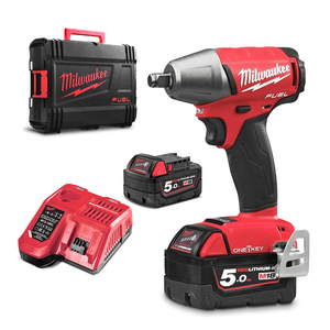 Гайковерт Milwaukee акумулаторен ударен с 2 батерии и зарядно, 18 V, 5 Ah, 300 Nm, 1/2", M18 ONEIWF12-502X