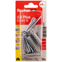 Дюбел пластмасов Fischer с опорен пръстен и винт PZ  ф 8x40 мм, 10 бр./опак., SX Plus S K