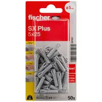 Дюбел пластмасов Fischer с опорен пръстен  ф 5x25 мм, 50 бр./опак., SX Plus K