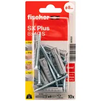Дюбел пластмасов Fischer с опорен пръстен и винт PZ  ф 8x40 мм, 10 бр./опак., SX Plus S K