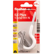 Дюбел пластмасов Fischer с опорен пръстен и отворена кука 2 бр./блистер ф 10x50 мм, SX Plus RH - product - 025 FSB 118