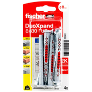Дюбел пластмасов Fischer с опорен пръстен и патентен болт с периферия 4 бр./блистер ф 8x80 мм, DuoXpand FUS K - product - 025 FSB 127