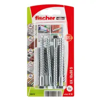 Дюбел пластмасов Fischer с опорен пръстен и патентен болт  ф 10x60 мм, 4 бр./опак., UX S K NV