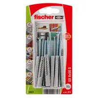 Дюбел пластмасов Fischer с опорен пръстен и винт PZ  ф 6x50 мм, 10 бр./опак., UX S K NV
