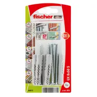 Дюбел пластмасов Fischer с опорен пръстен и винт PZ  ф 8x50 мм, 5 бр./опак., UX S K NV