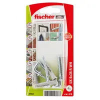 Дюбел пластмасов Fischer с опорен пръстен и Г-образна кука с фланец  ф 6x35 мм, 4 бр./опак., UX R WH K NV