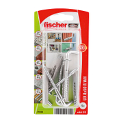 Дюбел пластмасов Fischer с опорен пръстен и Г-образна кука с фланец 4 бр./блистер ф 8x50 мм, UX R WH K NV - product - 025 FSB 935