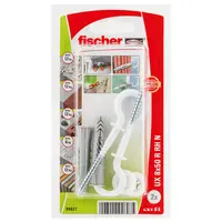 Дюбел пластмасов Fischer с опорен пръстен и отворена кука  ф 8x50 мм, 2 бр./опак., UX R H
