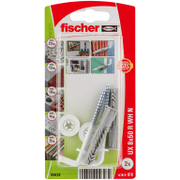 Дюбел пластмасов Fischer с опорен пръстен и Г-образна кука с фланец  ф 8x50 мм, 2 бр./опак., UX R WH N K NV - product - 025 FSB 938
