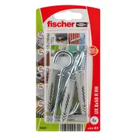 Дюбел пластмасов Fischer с опорен пръстен и отворена кука  ф 8x50 мм, 4 бр./опак., UX R H