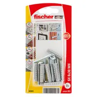 Дюбел пластмасов Fischer с опорен пръстен и Г-образна кука с фланец  ф 6x30 мм, 8 бр./опак., SX WH K NV