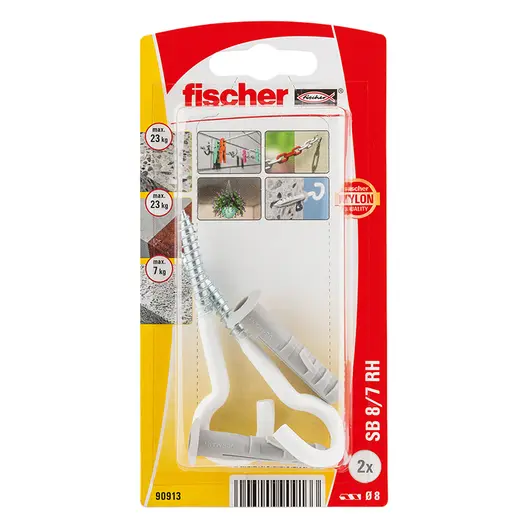 Дюбел пластмасов Fischer за бетон с опорен пръстен с за бетон отворена кука  ф 8x40 мм, 2 бр./опак., SB K NV