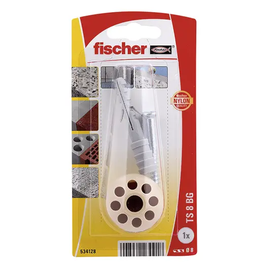 Стопер за врата Fischer за монтаж с дюбел  бежов, TS 8BG K NV