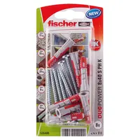Дюбел пластмасов Fischer с опорен пръстен и винт PZ  ф 8x40 мм, 8 бр./опак., Duopower S PH K NV