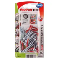 Дюбел пластмасов Fischer с опорен пръстен и винт PZ  ф 5x25 мм, 18 бр./опак., Duopower S PH K NV