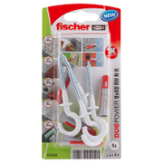 Дюбел пластмасов Fischer с опорен пръстен и отворена кука 4 бр./блистер ф 8x40 мм, Duopower RH N K NV - product - 025 FSB1048