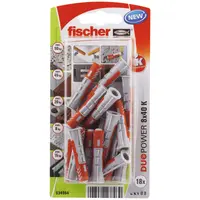 Дюбел пластмасов Fischer с опорен пръстен  ф 8x40 мм, 18 бр./опак., DuoPower K NV