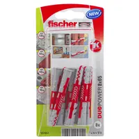 Дюбел пластмасов Fischer с опорен пръстен  ф 8x65 мм, 8 бр./опак., DuoPower K NV