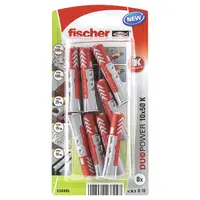 Дюбел пластмасов Fischer с опорен пръстен  ф 10x50 мм, 8 бр./опак., DuoPower K NV