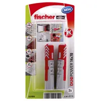 Дюбел пластмасов Fischer с опорен пръстен  ф 14x70 мм, 2 бр./опак., DuoPower K NV