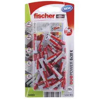 Дюбел пластмасов Fischer с опорен пръстен  ф 6x30 мм, 28 бр./опак., DuoPower K NV