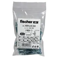 Дюбел метален Fischer за гипсокартон с опорен пръстен и метричен винт PZ  20 бр./опак., M4x45 мм, 16-23 мм, HM S B