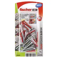 Дюбел пластмасов Fischer с опорен пръстен и винт PZ  ф 6x30 мм, 12 бр./опак., DuoPower S K NV
