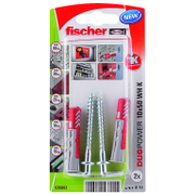 Дюбел пластмасов Fischer с опорен пръстен и Г-образна кука с фланец 2 бр./блистер ф 10x50 мм, DuoPower WH K NV - product - 025 FSB1169