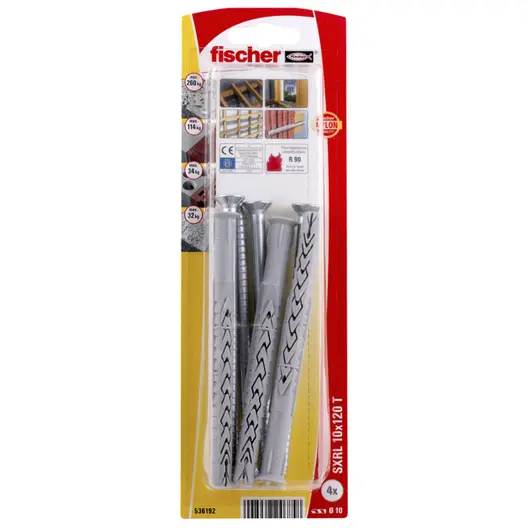 Дюбел пластмасов Fischer комплект с винт TX  ф 10x120 мм, 4 бр./опак., SXRL T K NV