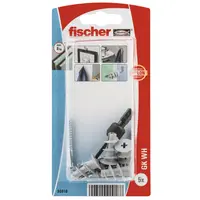 Дюбел пластмасов Fischer за гипсокартон с опорен пръстен и Г-образна кука  5 бр./опак., ф 13x22 мм, 9.5-12.5 мм, GK WH