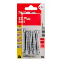 Дюбел пластмасов Fischer с опорен пръстен  ф 8х65 мм, 10 бр./опак., SX Plus K NV