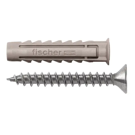 Дюбел пластмасов Fischer с опорен пръстен и винт PZ  ф 8x40 мм, SX S
