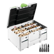 Дюбел дървен Festool комплект с фрезер  4x20, 5x30, 6x40, 8x40, 8x50, 10x50 мм, Domino BU - product - 025 FST1317